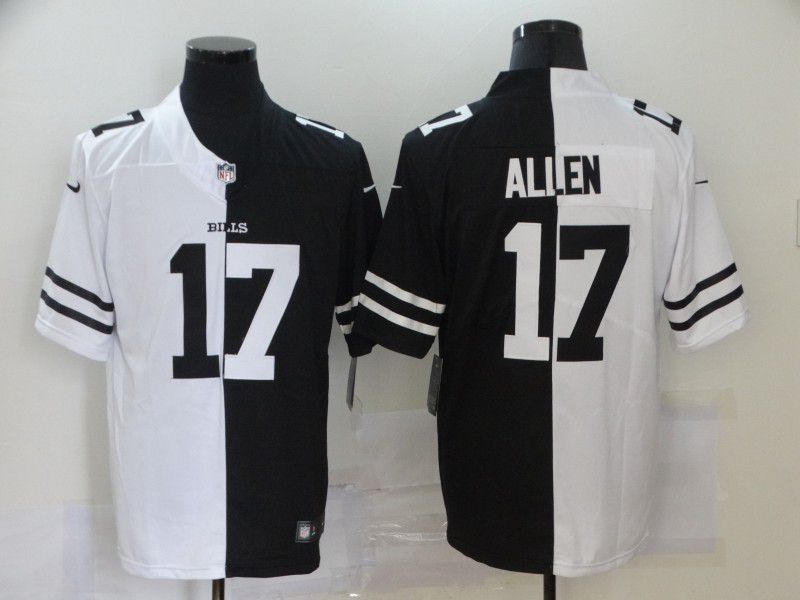 Men Buffalo Bills #17 Allen Black white Half version 2020 Nike NFL Jerseys->new orleans saints->NFL Jersey